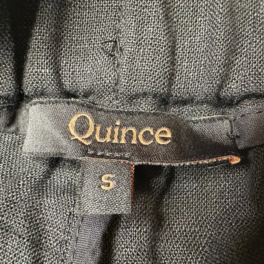Quince Black Linen Straight Leg Pants